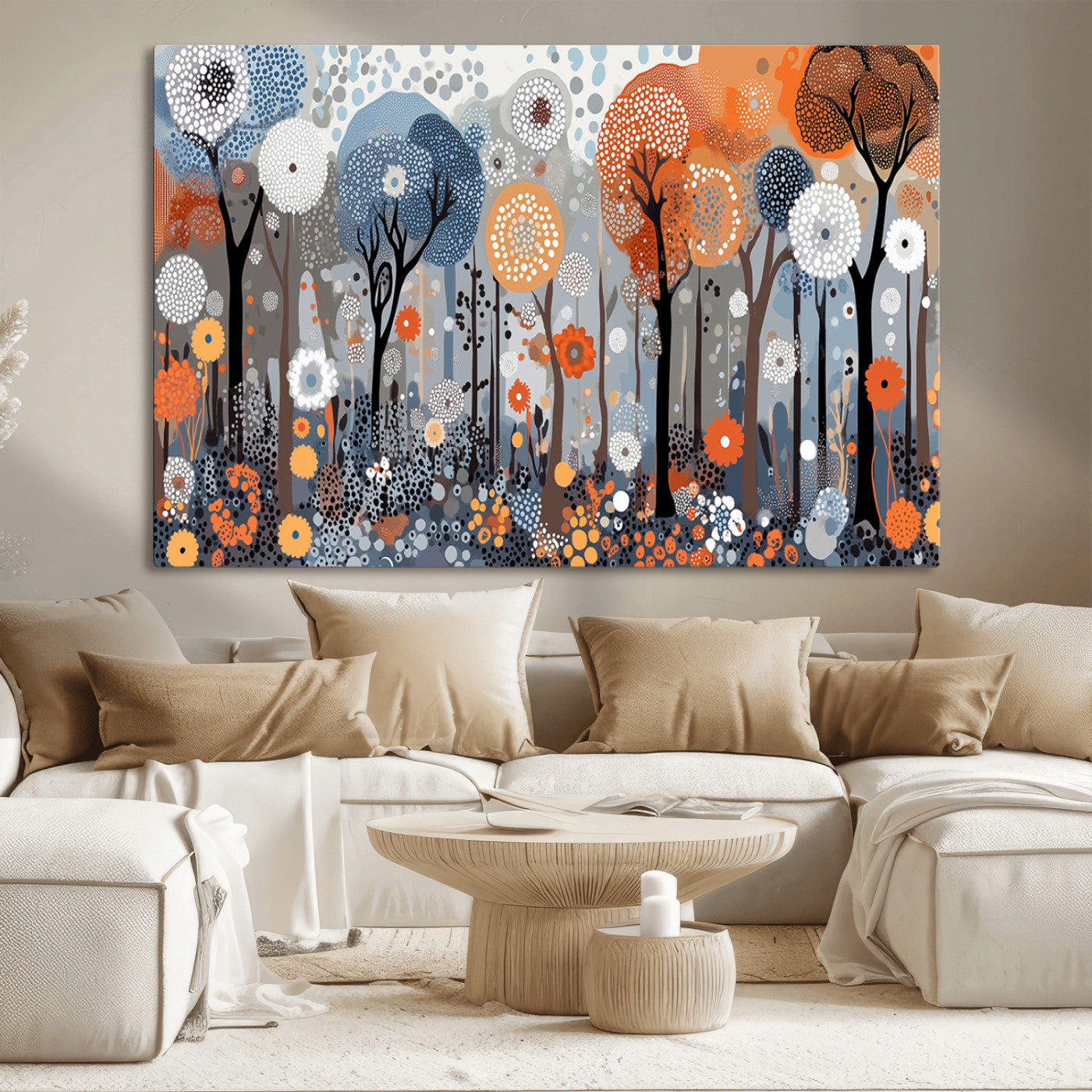 MGV-CV-36X24 - Abstract Winter Landscape Canvas Wall Art Print - Large Colorful Nature Wall Decor