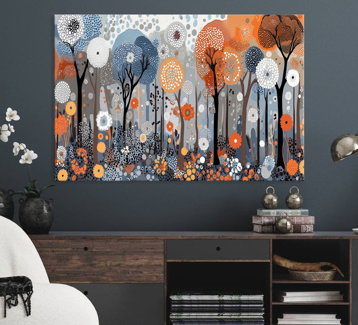 Abstract Winter Landscape Canvas Wall Art Print - Large Colorful Nature Wall Decor