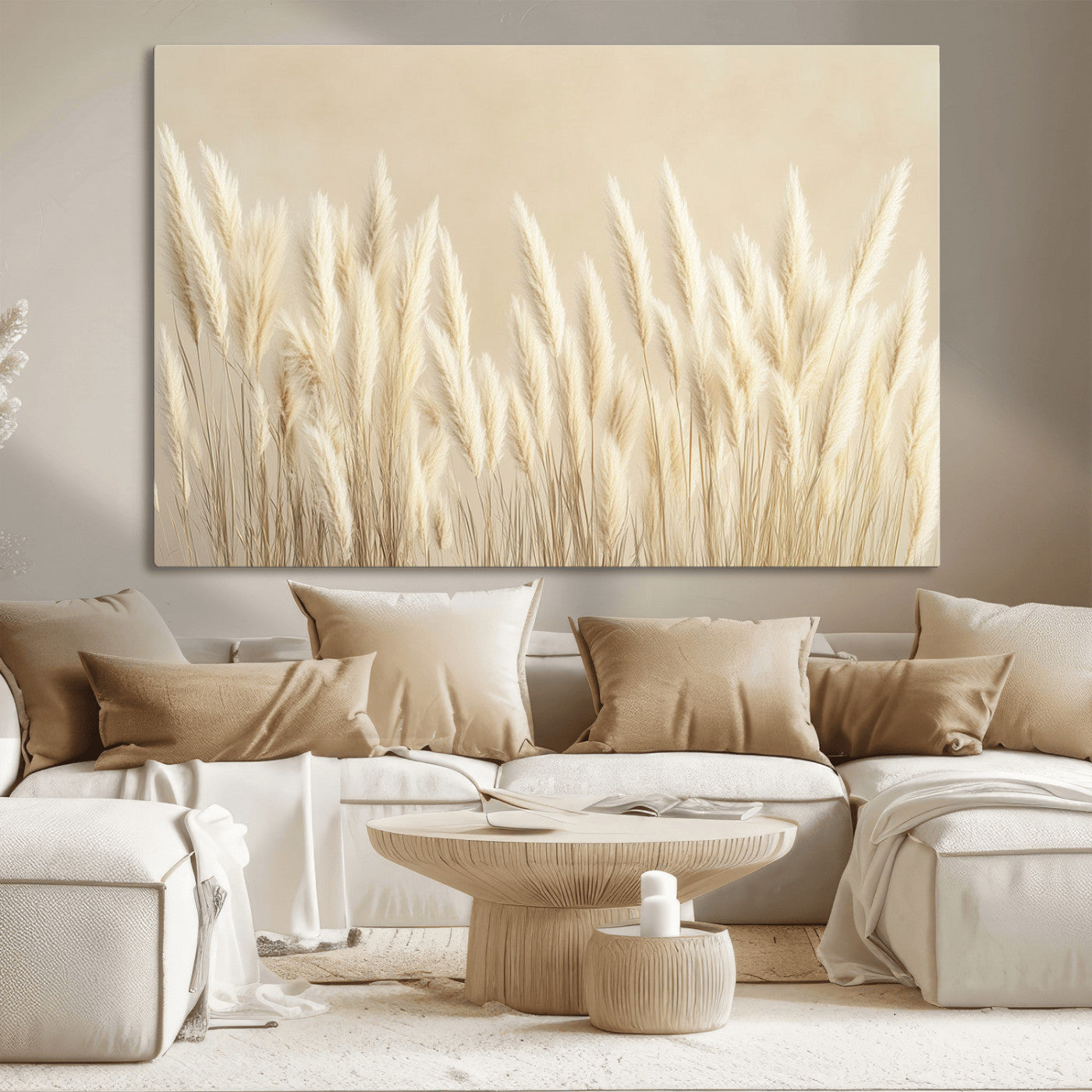 MGV-CV-36X24 - Grass Wall Art Print - Elegant Neutral Decor for Living Room, Boho Minimalist Artwork, Ready to Hang