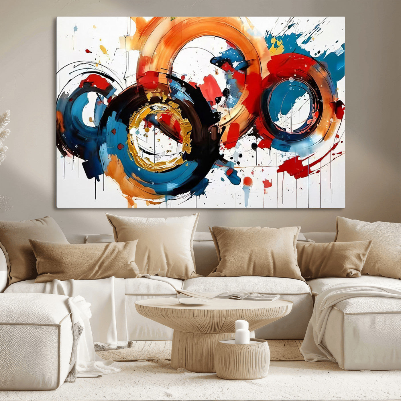 MGV-CV-36X24 - Abstract Wall Art, Rings Wall Art Canvas Print