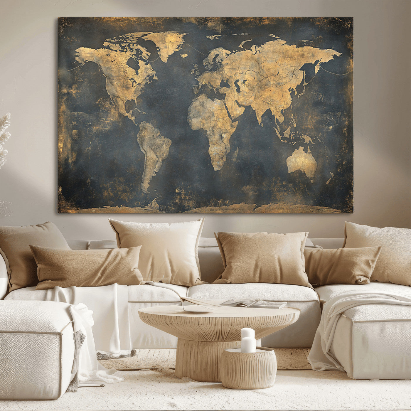 MGV-CV-36X24 - Push Pin World Map Canvas Print – Framed Wall Art for Couples to Track Their Travels – Anniversary