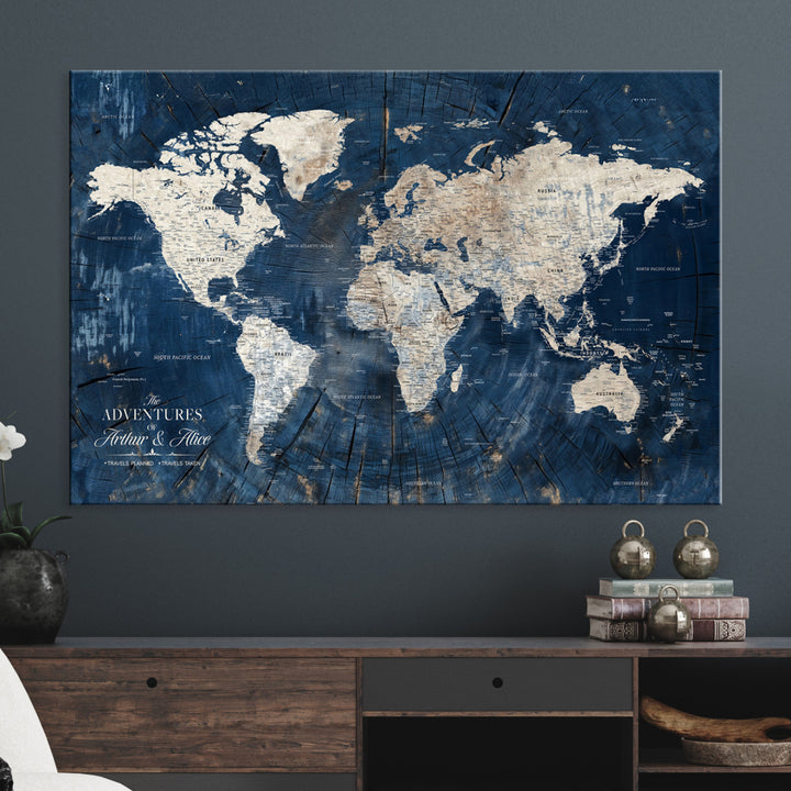 Personalized World Map Wall Art Print - Framed Custom World Map Canvas Print - Personalized World Map Wall Art, Customize Wall Art Map Print