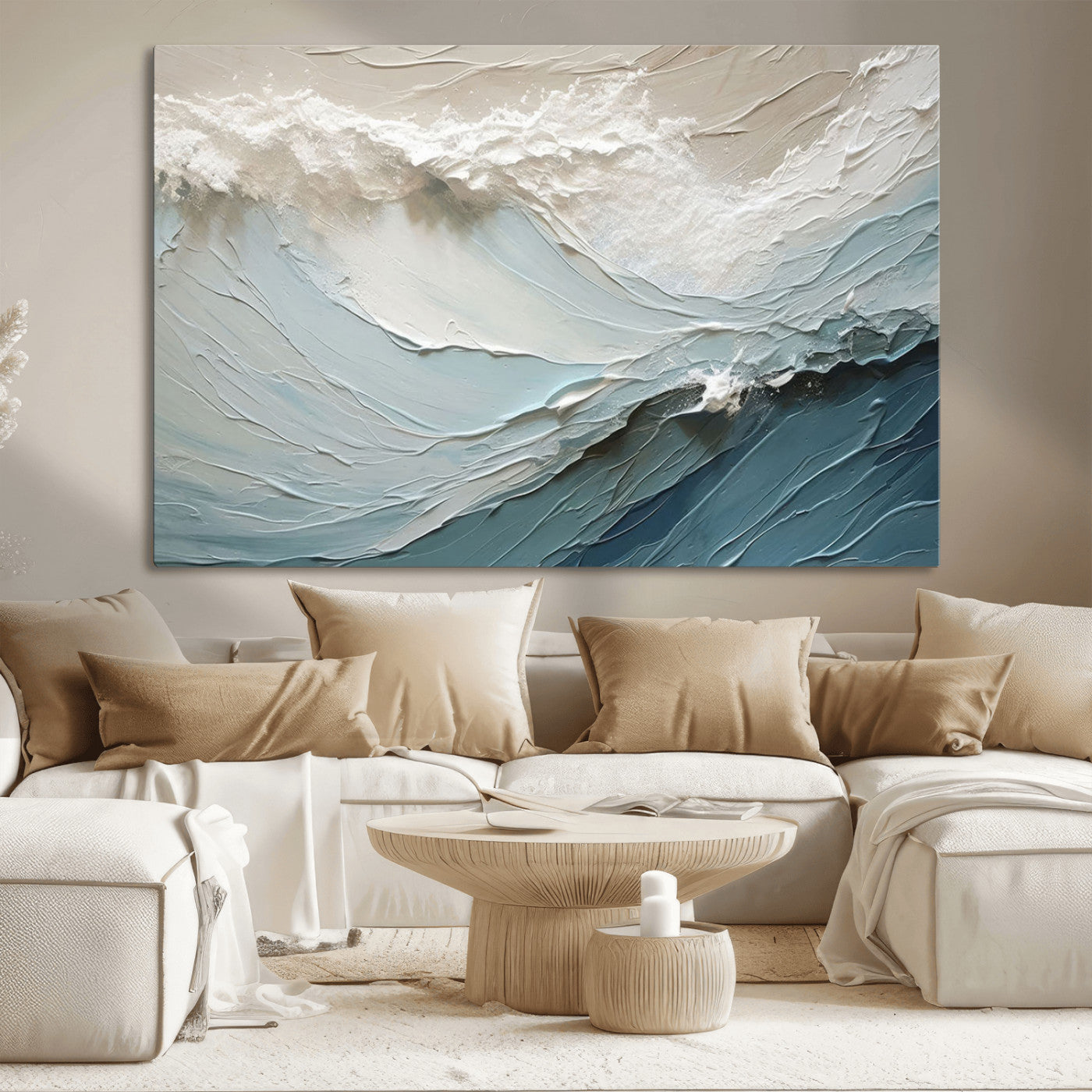 MGV-CV-36X24 - Waves Abstract Wall Art Print, Modern Framed Abstract Canvas Print, Abstract Painting for Living