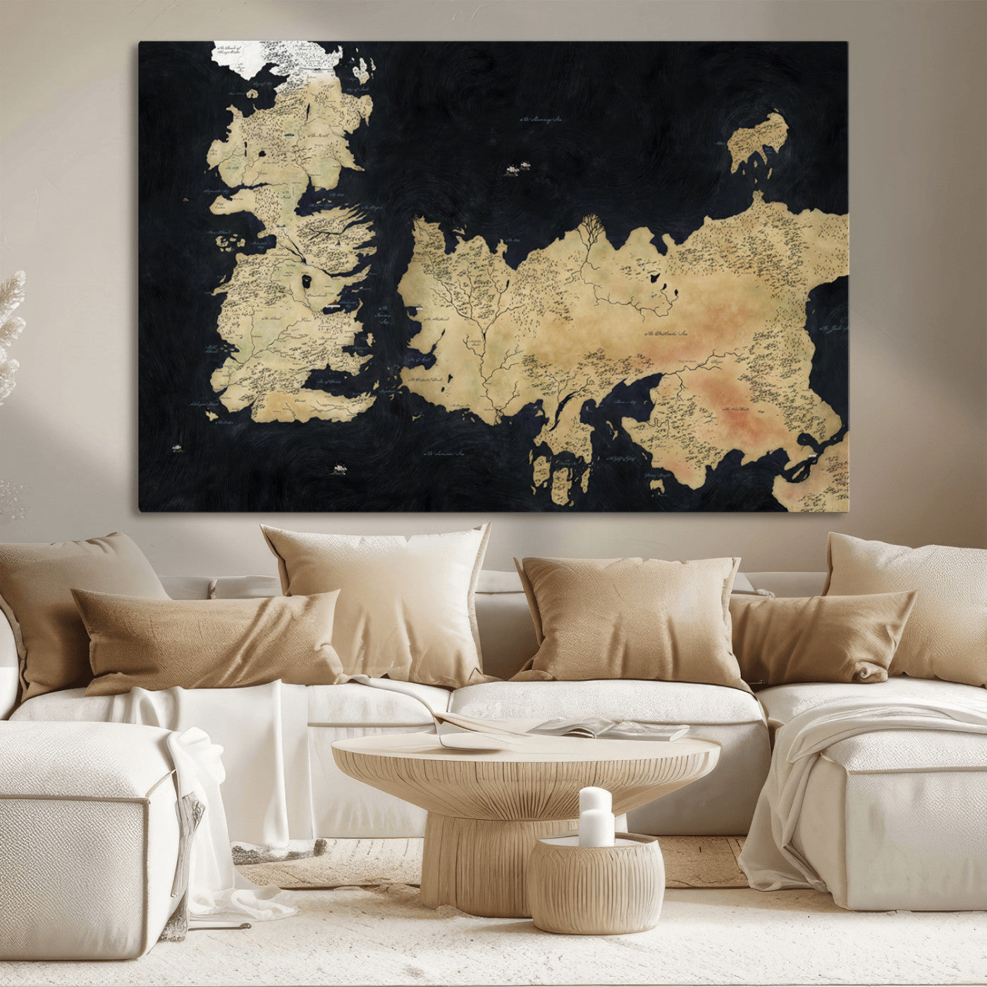 MGV-CV-36X24 - Push Pin World Map Canvas Print – Framed Wall Art for Couples to Track Their Travels – Anniversary