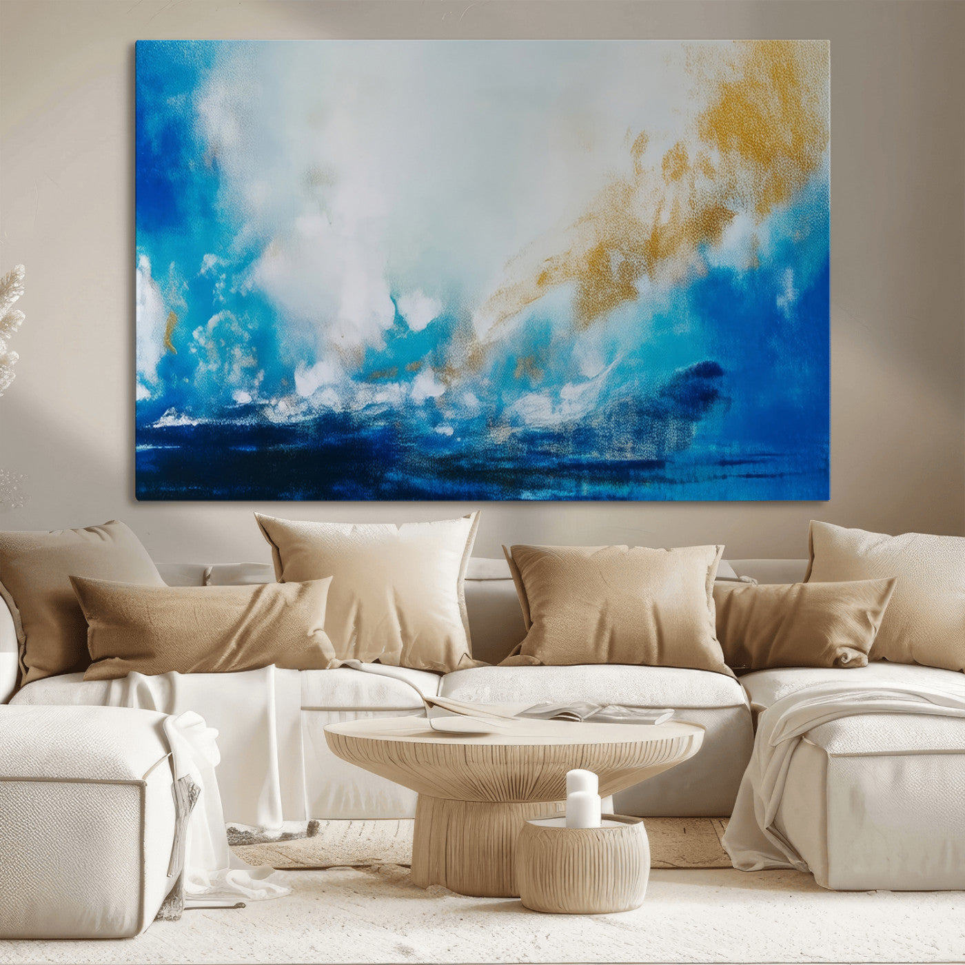 MGV-CV-36X24 - Blue Abstract Print - Dynamic Ocean-Inspired Canvas Wall Art