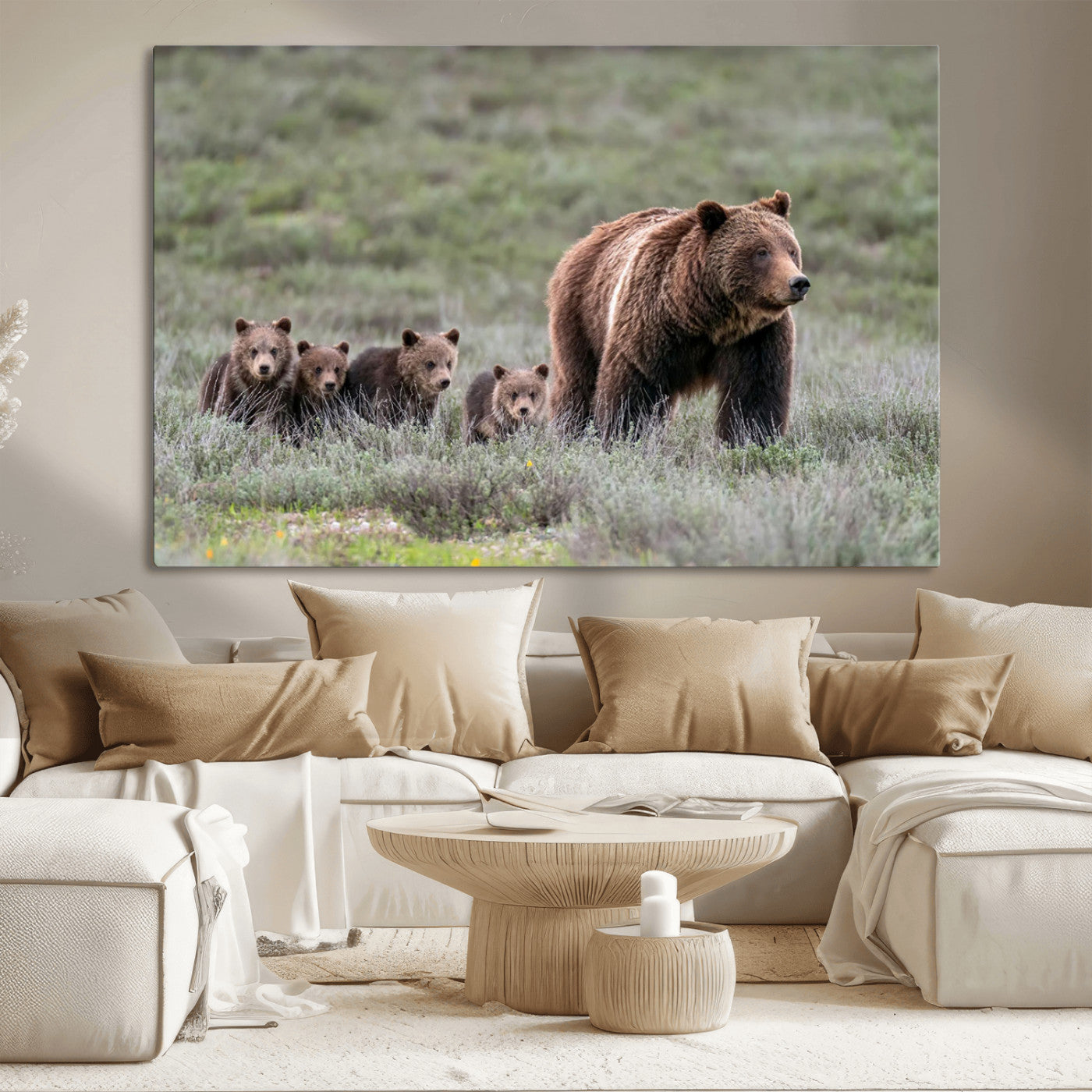 MGV-CV-36X24 - Wildlife Photography of 399 Grizzly Bear Cubs | Queen of the Tetons Canvas Wall Art Print