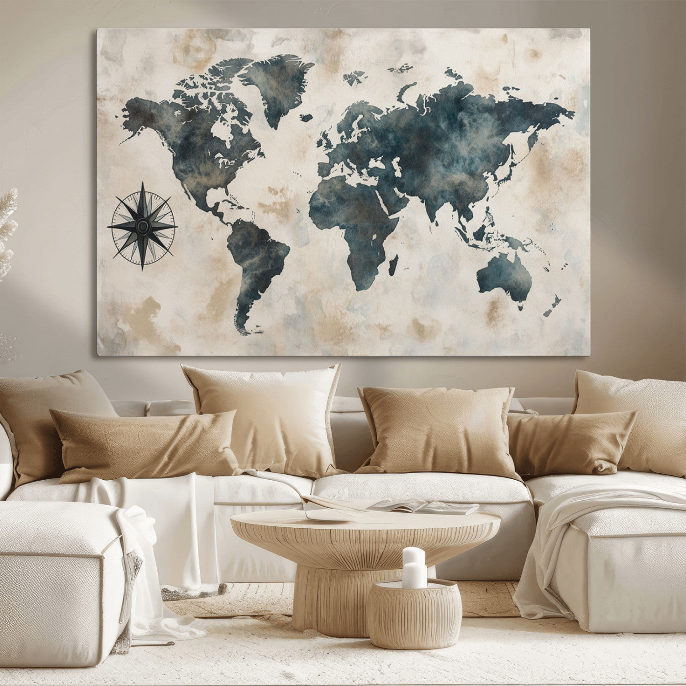 MGV-CV-36X24 - Push Pin World Map Canvas Print – Framed Wall Art for Couples to Track Their Travels – Anniversary