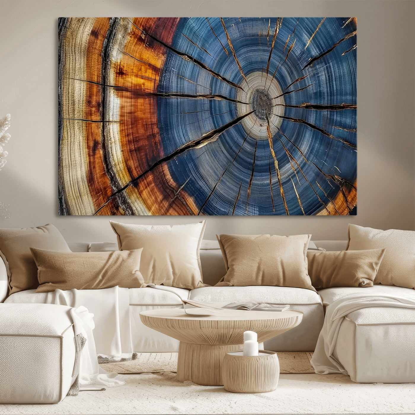 MGV-CV-36X24 - Abstract Tree Rings Canvas Wall Art - Wood Grain Canvas Print - Nature-Inspired Modern Wood Grain