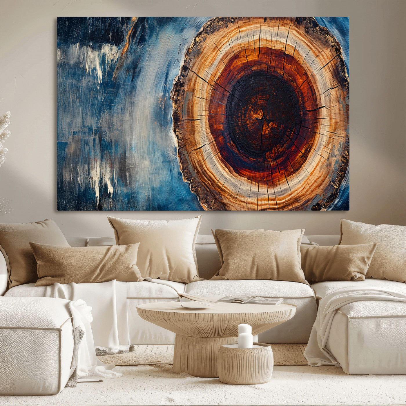 MGV-CV-36X24 - Abstract Tree Rings Wall Art Canvas Print - Wood Grain Rings Canvas Print - Nature Woodland Wall