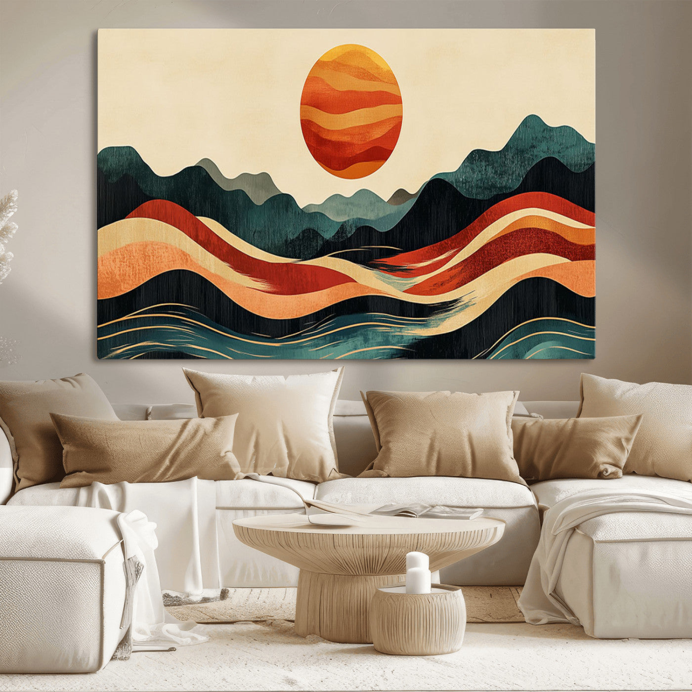 MGV-CV-36X24 - Mountain Triptych Wall Art - Western Nature Prints - Framed Boho Pine Tree Canvas for Log Cabin or