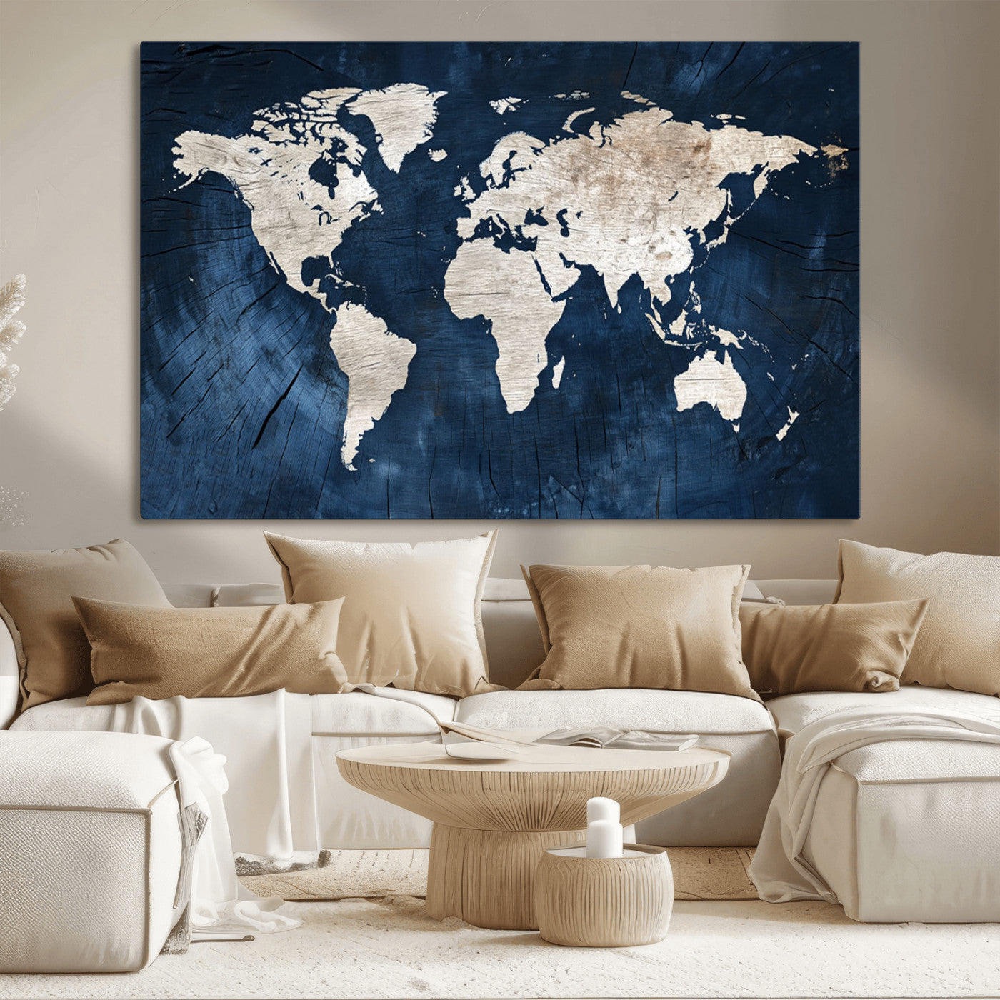 MGV-CV-36X24 - Push Pin World Map Canvas Print – Framed Wall Art for Couples to Track Their Travels – Anniversary