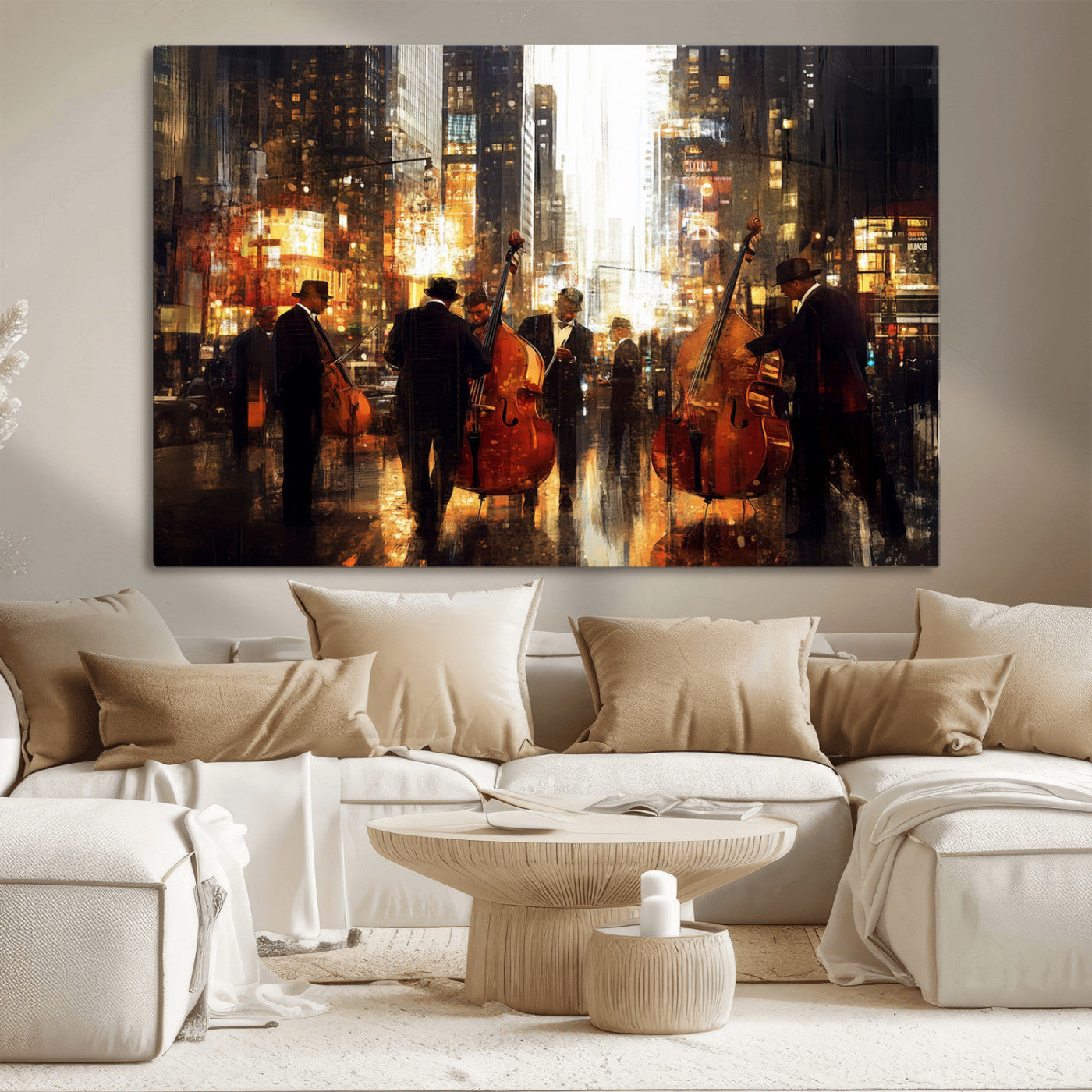 MGV-CV-36X24 - Abstract Jazz Art Wall Art Canvas Print - Framed Abstract Music Canvas - Colorful Instrument Poster