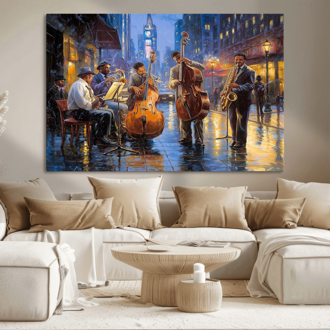 MGV-CV-36X24 - Colorful Jazz Wall Art - African American Music Canvas Print - Framed Abstract Music Poster for Home