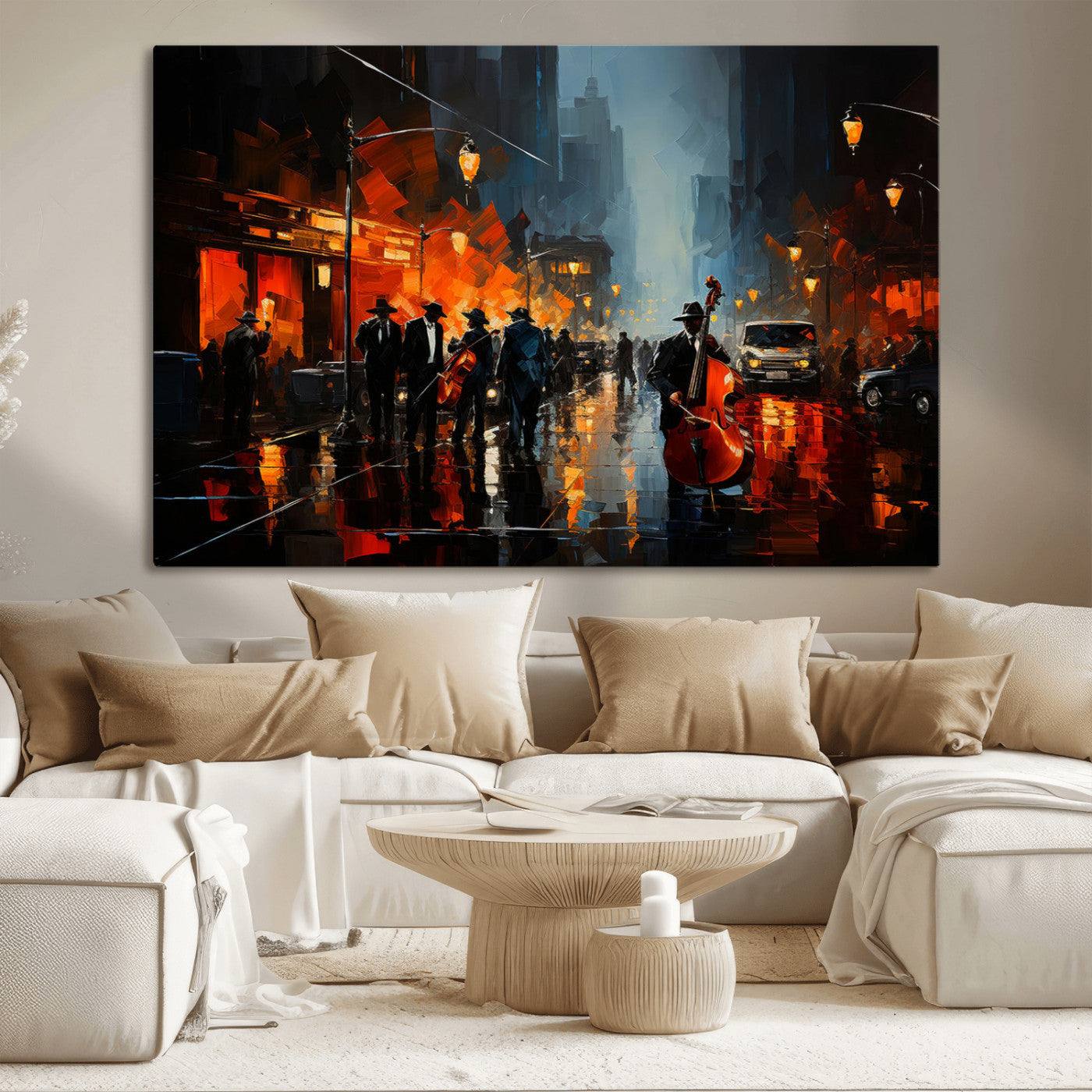 MGV-CV-36X24 - Winston Porter Jazz Wall Art - African American Music Canvas - Abstract Colorful Music Art - Framed