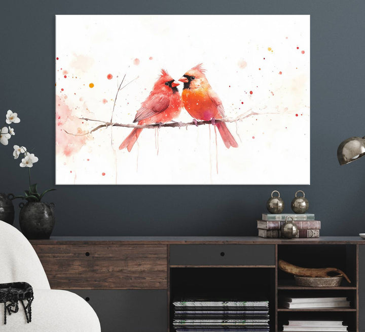 The Cardinal Bird Canvas Wall Art adds vibrant wildlife art to the wall.