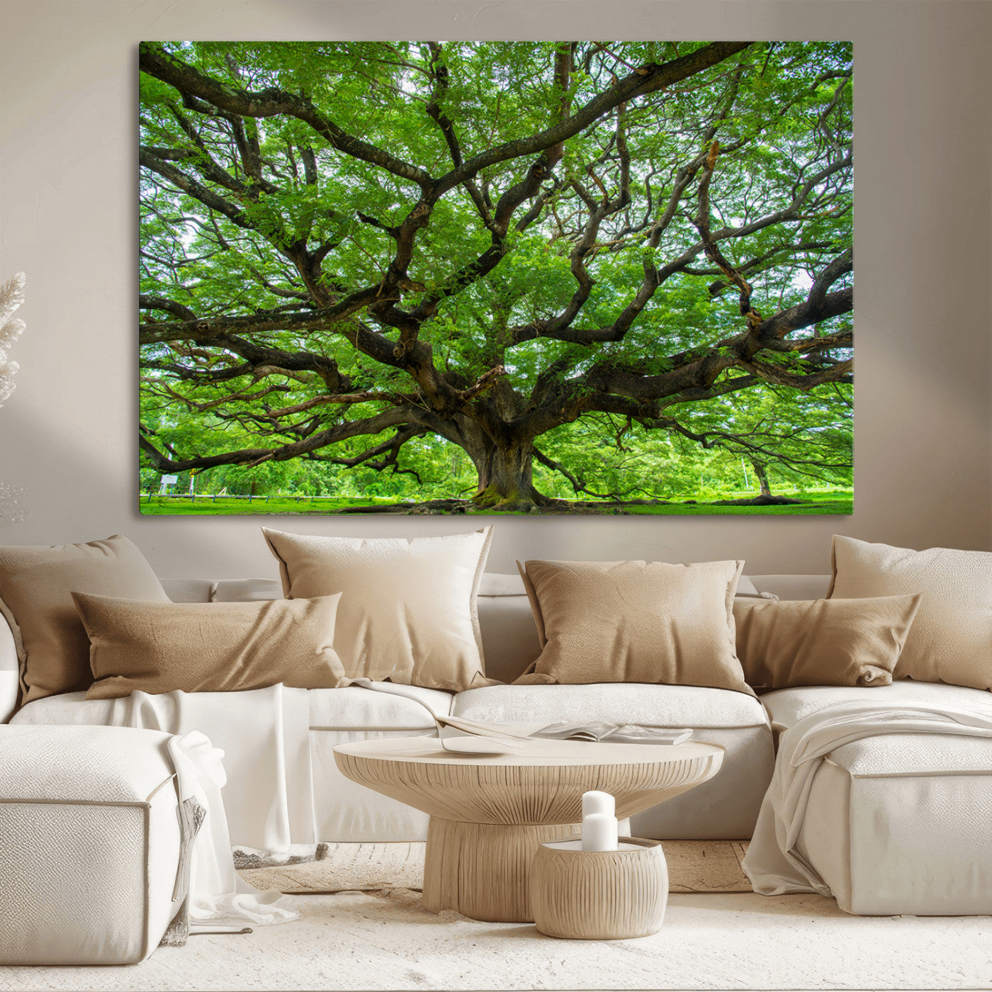 MGV-CV-36X24 - Ancient Tree Wall Art Canvas Print, Framed Sprawling Branches Art Picture Print, Gnarling Tree Perfect Earthy Natural Decor Artwork