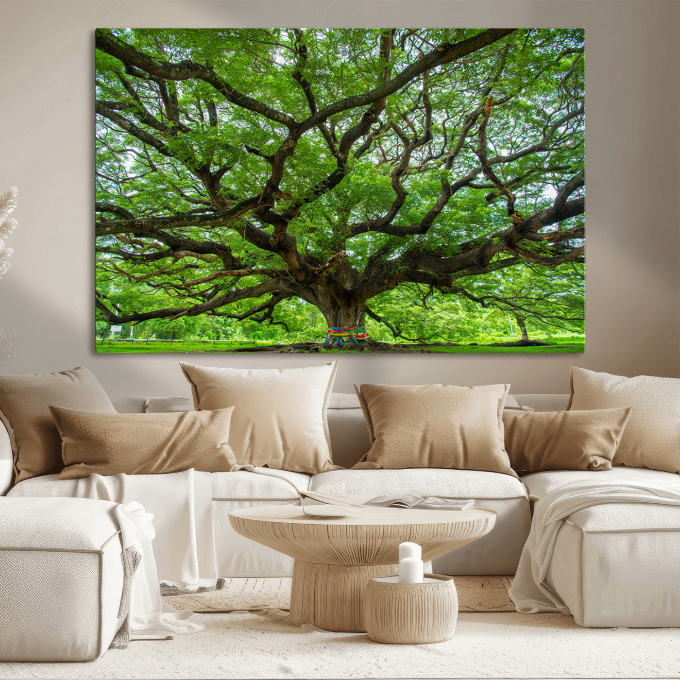 MGV-CV-36X24 - Oak Tree Wall Art Print, Forest Canvas Wall Art for Home and Office, Framed Angel Oak Tree Canvas