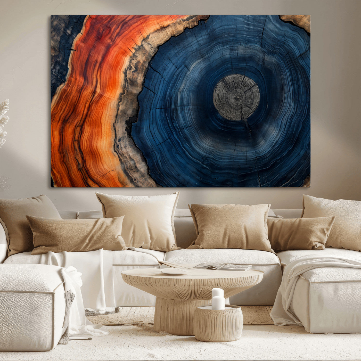 MGV-CV-36X24 - Tree Rings Wall Art Canvas Print, Rustic Wood Print, Framed Natural Texture Art Print, Wood Grain