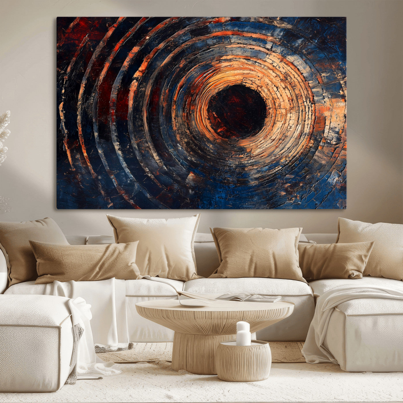 MGV-CV-36X24 - Wood Tree Ring Wall Art Canvas Print, Framed Natural Wood Art Picture Print, Rustic Tree Slice Perfect Rustic Decor Artwork