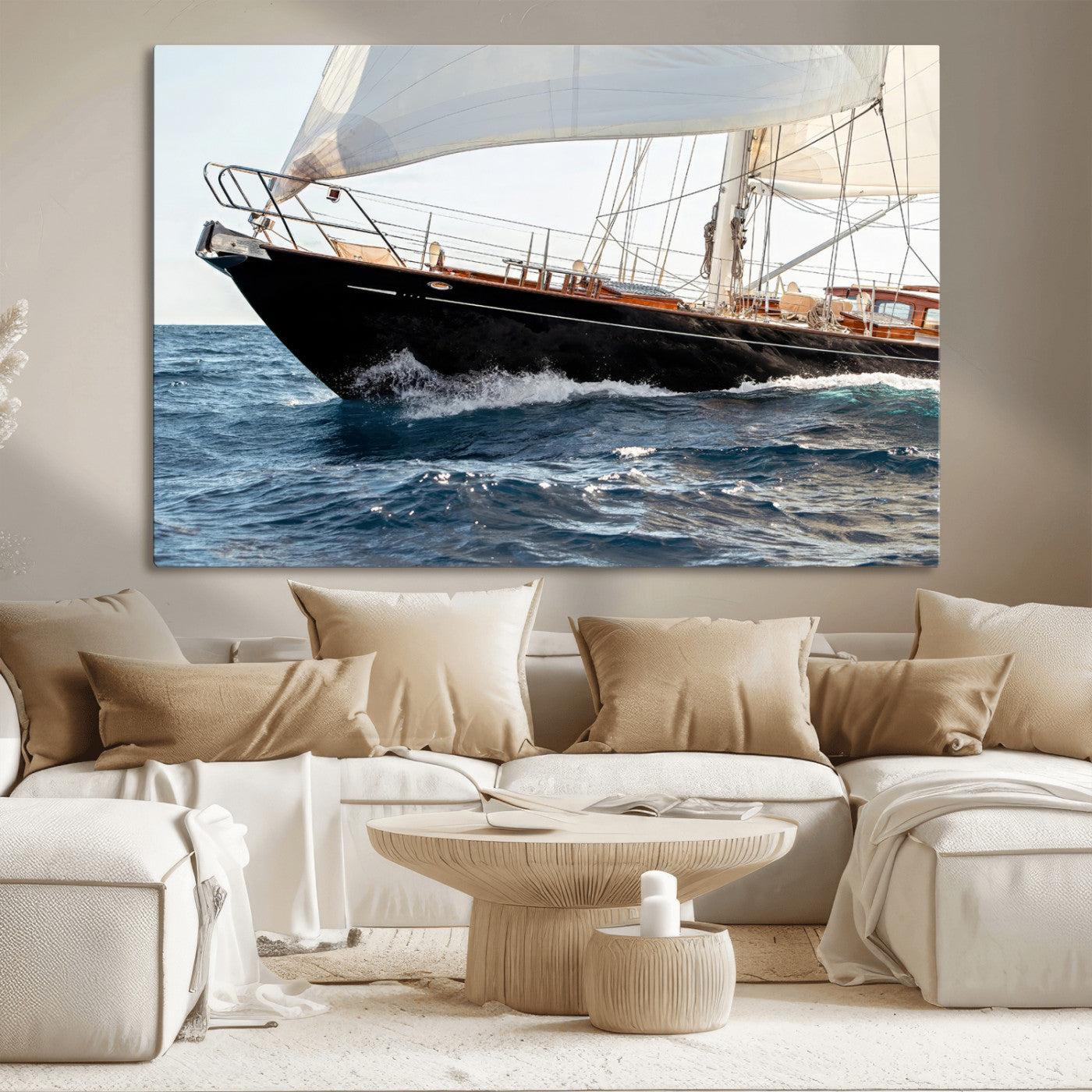 97168626-MGV-CV-36X24 - Boat Yacht Wall Art – Ocean Waves & Sailing Adventure Canvas Print, Nautical Elegance & Marine Journey for Living Room or Luxury Decor
