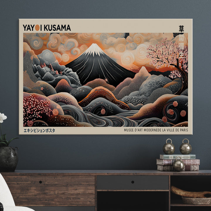 Modern Japanese Wall Art Print Yayoi Kusama Canvas Wall Art Abstract Mount Fuji Canvas Print Japanese Landscape Art Printing