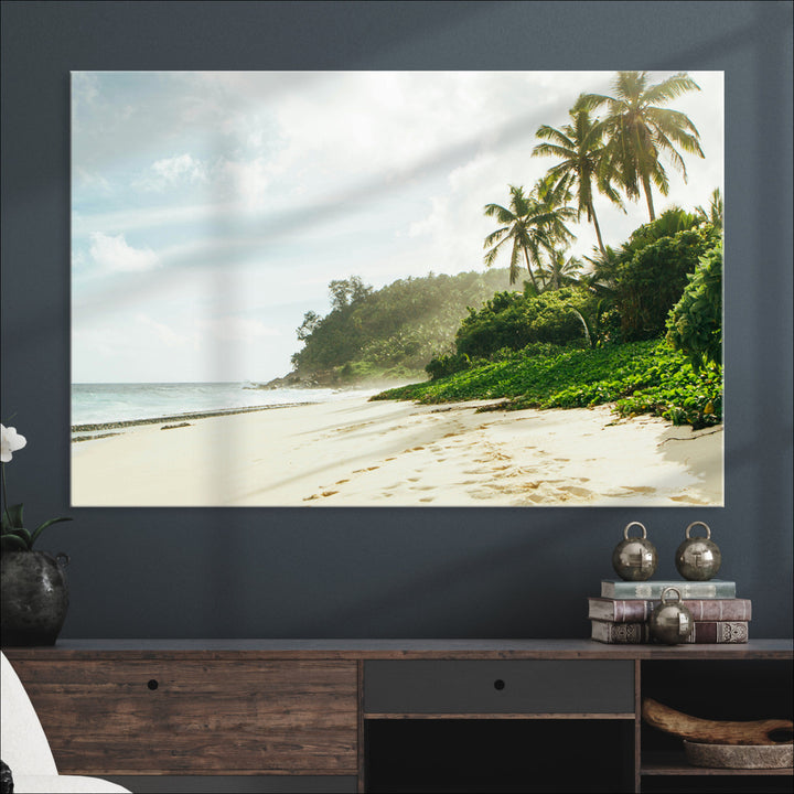 Relaxing Beach Wall Art Canvas Print, Framed Ocean View Art Picture Print, Coastal Serenity Perfect Tropical Coastal Decor Artwork