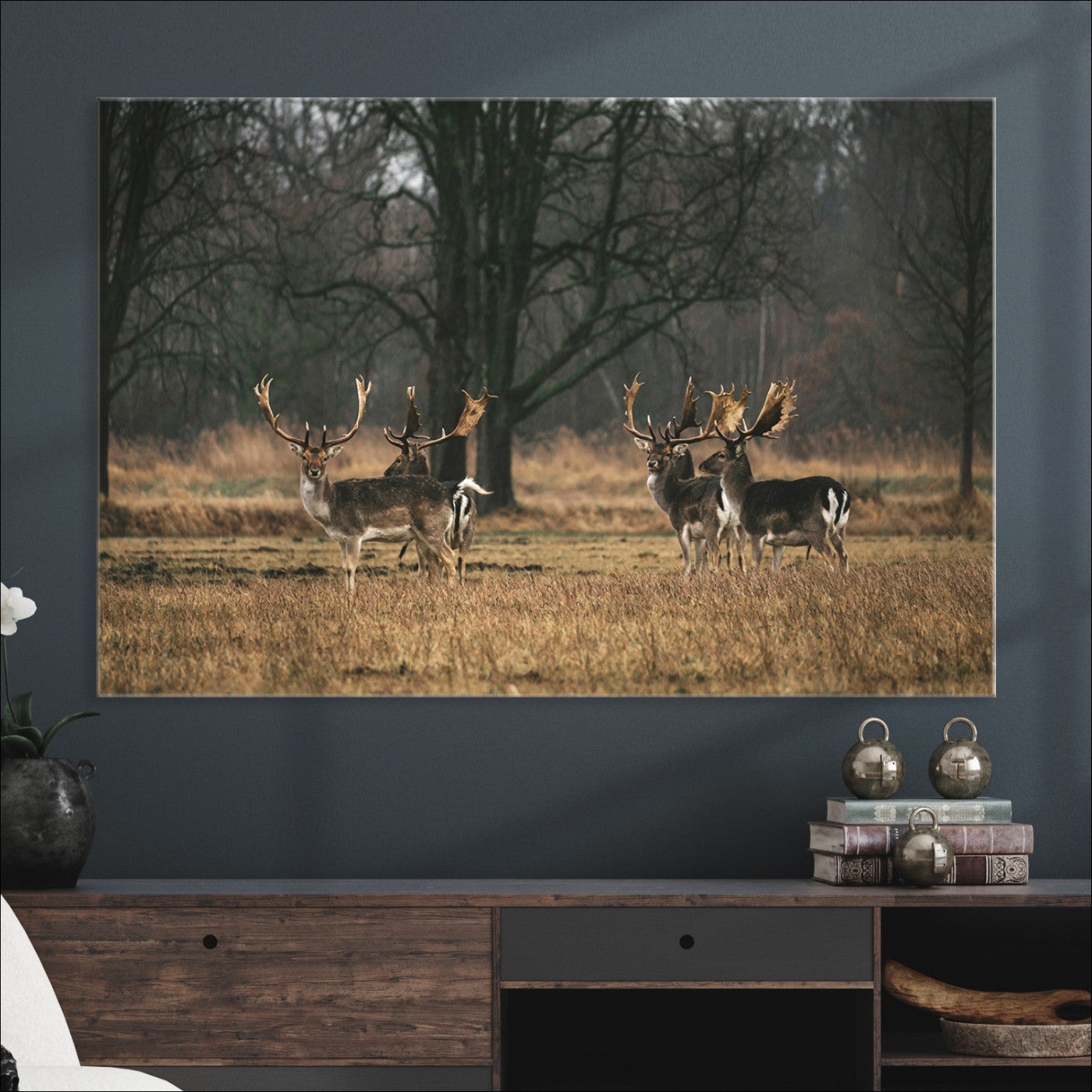 Deer Photography Wall Art Canvas Print, Framed Rustic Wildlife Art Picture, Rustic Deer Wall Art Print