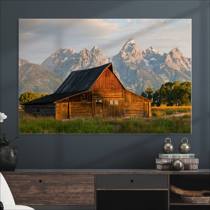 Rustic Barn Wall Art Canvas Print, Framed Western Landscape Art Picture Print, Farmhouse Style Perfect Rustic Farmhouse Decor Artwork