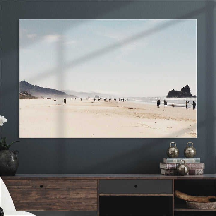 Minimalist Beach Wall Art Canvas Print, Framed Coastal Serenity Art Picture Print, Soft Sand Perfect Coastal Decor Artwork