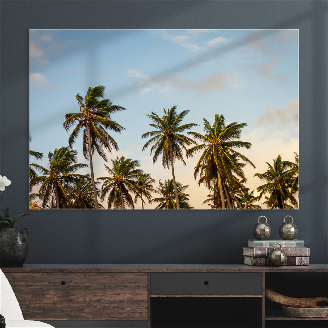 Palms Wall Art Canvas Print, Framed Tropical Art Picture Print, Coastal Perfect Coastal Decor Artwork