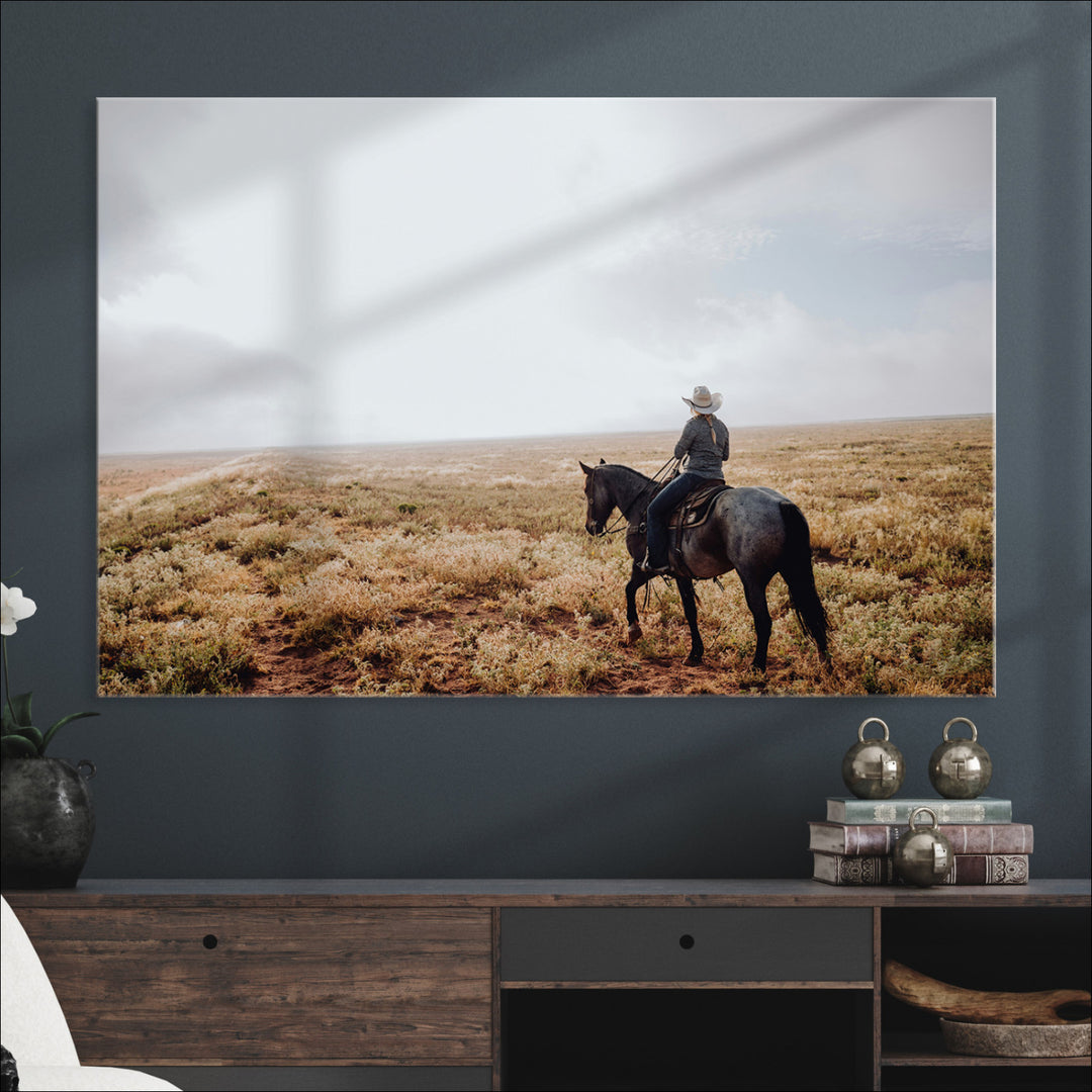 Cowboy Wall Art Wall Art Canvas Print, Framed Western Canvas Art Picture Print, Rustic Ranch Scene Perfect Rustic Western Decor Artwork