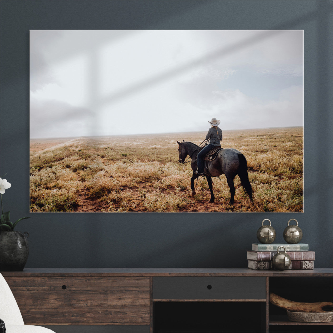 Cowboy Wall Art Wall Art Canvas Print, Framed Western Canvas Art Picture Print, Rustic Ranch Scene Perfect Rustic Western Decor Artwork
