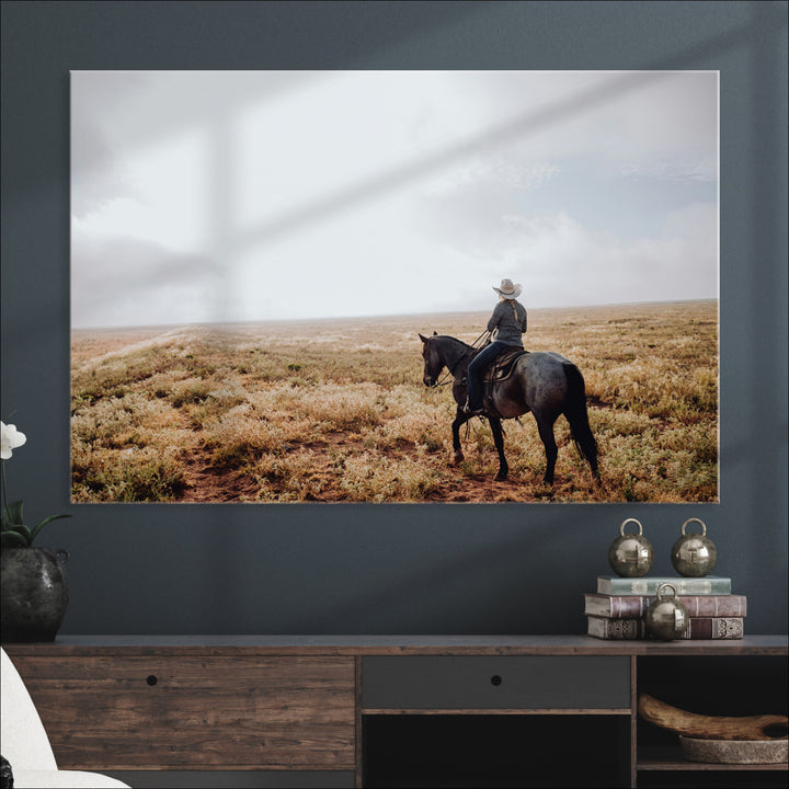 Cowboy Wall Art Wall Art Canvas Print, Framed Western Canvas Art Picture Print, Rustic Ranch Scene Perfect Rustic Western Decor Artwork