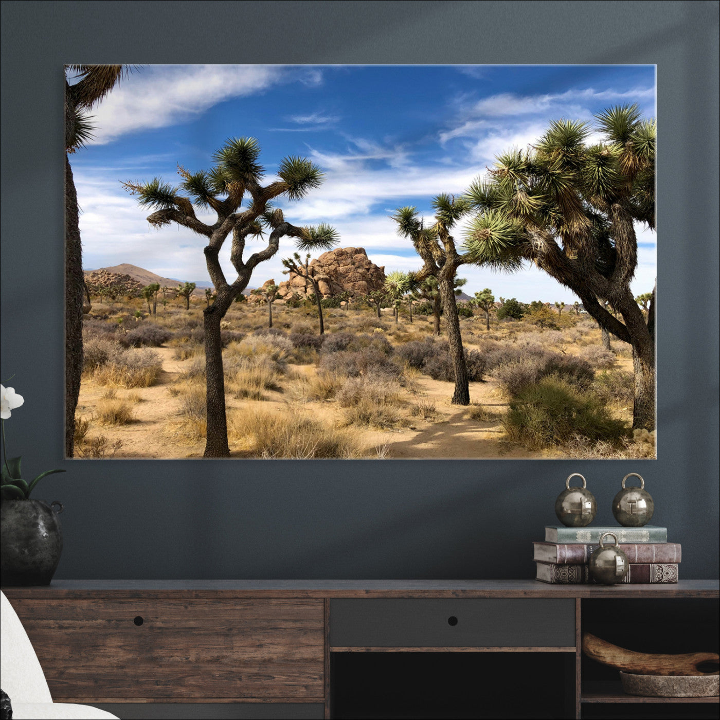 Joshua Tree Desert Wall Art Canvas Print, Framed Southwestern Nature Art Picture Print, Rustic Earth Tones Perfect Southwestern Boho Decor