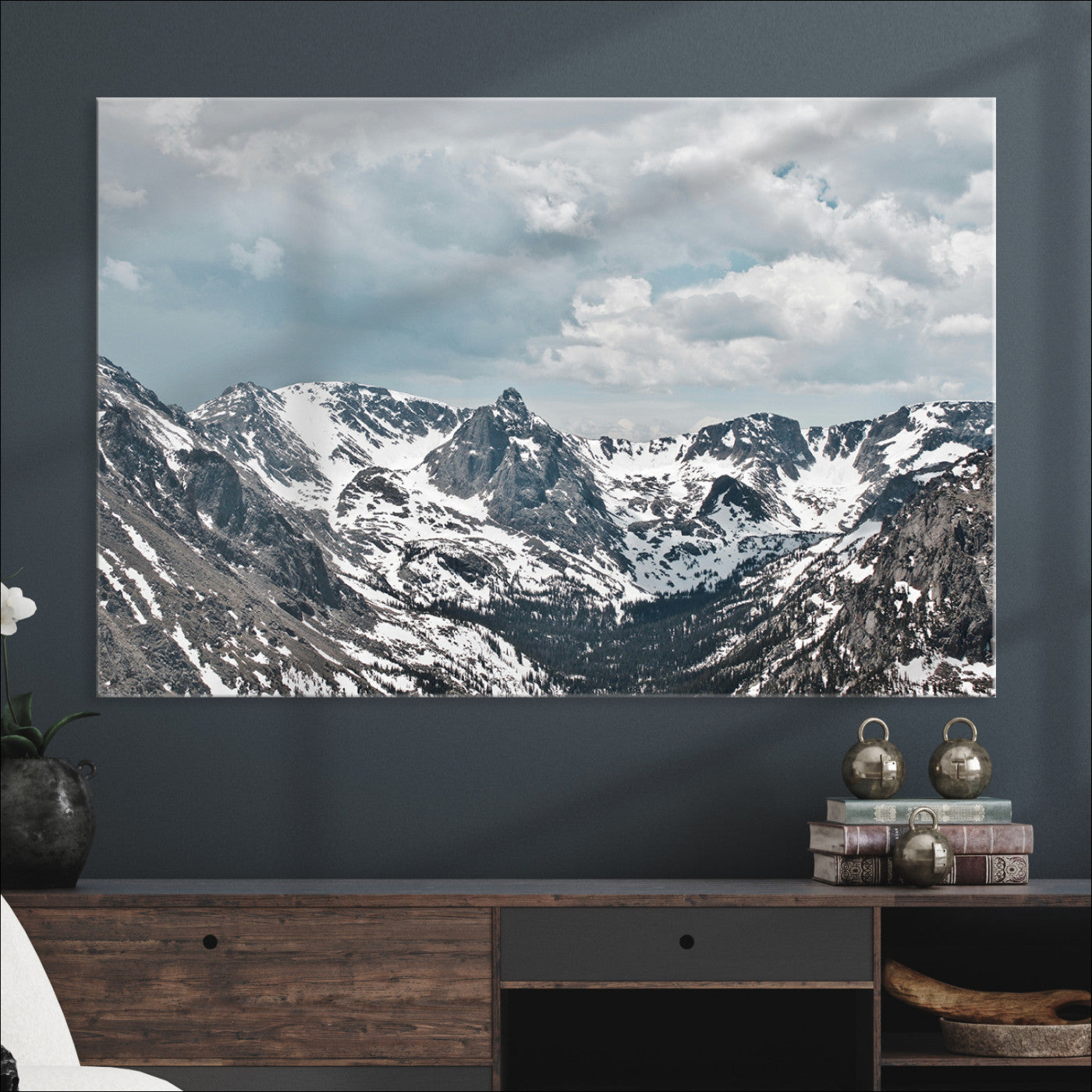 Snowy Peaks Wall Art Canvas Print - Framed Alpine Wilderness Art, Alpine Wall Art Canvas, Mountain Escape Perfect Winter Serenity Decor