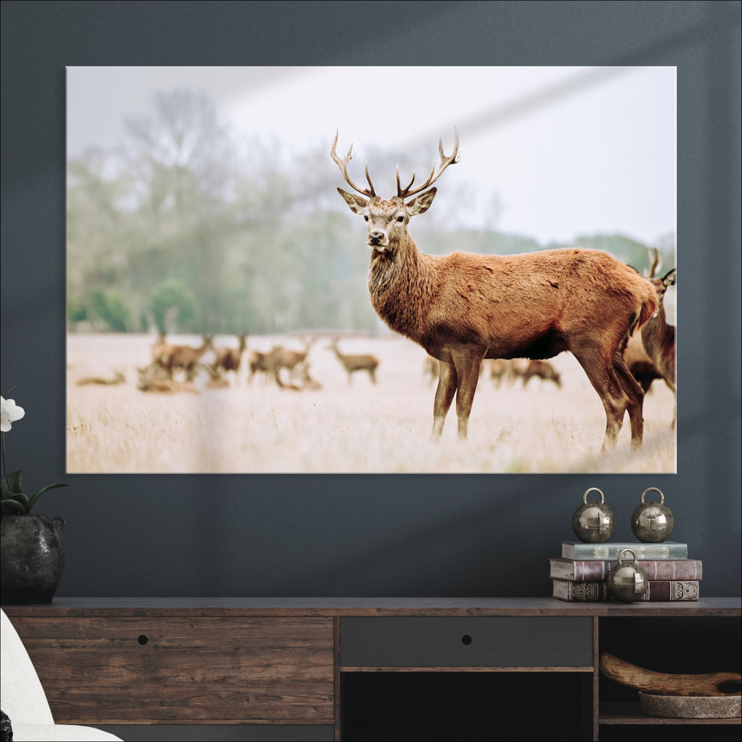 Rustic Nature Print Wall Art Canvas Print, Framed Deer Canvas Wall Art Art Picture Print, Nordic Animal Art Perfect Rustic Nature Decor