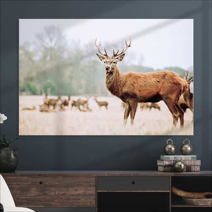 Rustic Nature Print Wall Art Canvas Print, Framed Deer Canvas Wall Art Art Picture Print, Nordic Animal Art Perfect Rustic Nature Decor