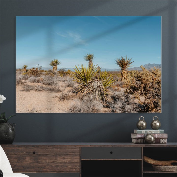 Joshua Tree Wall Art Canvas Print, Desert Landscape Print, Framed Warm Earth Tones Art Print, Large California Southwest Printing