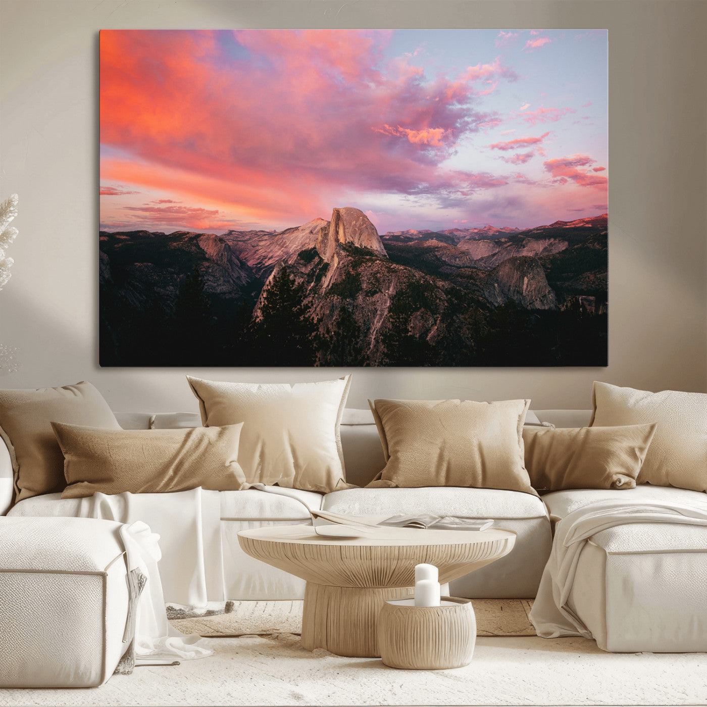 MGV-CV-36X24 - Half Dome Wall Art Canvas Print, Framed Yosemite National Park Art Picture Print, Dramatic Sunset Perfect Adventurous Wilderness Decor Artwork