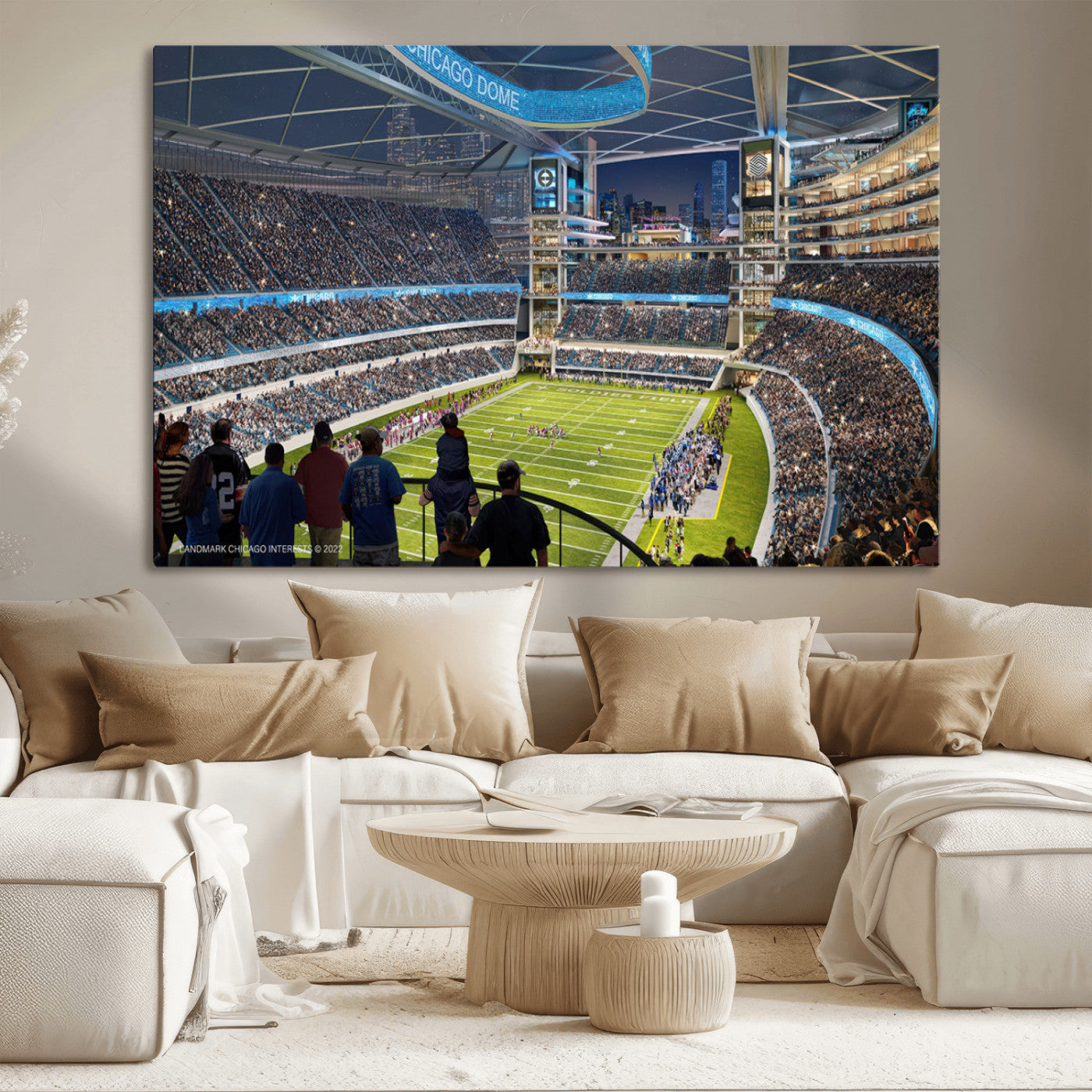 MGV-CV-36X24 - Chicago Bears Soldiers Field Wall Art Canvas Print – Framed Football Stadium Artwork for Sports