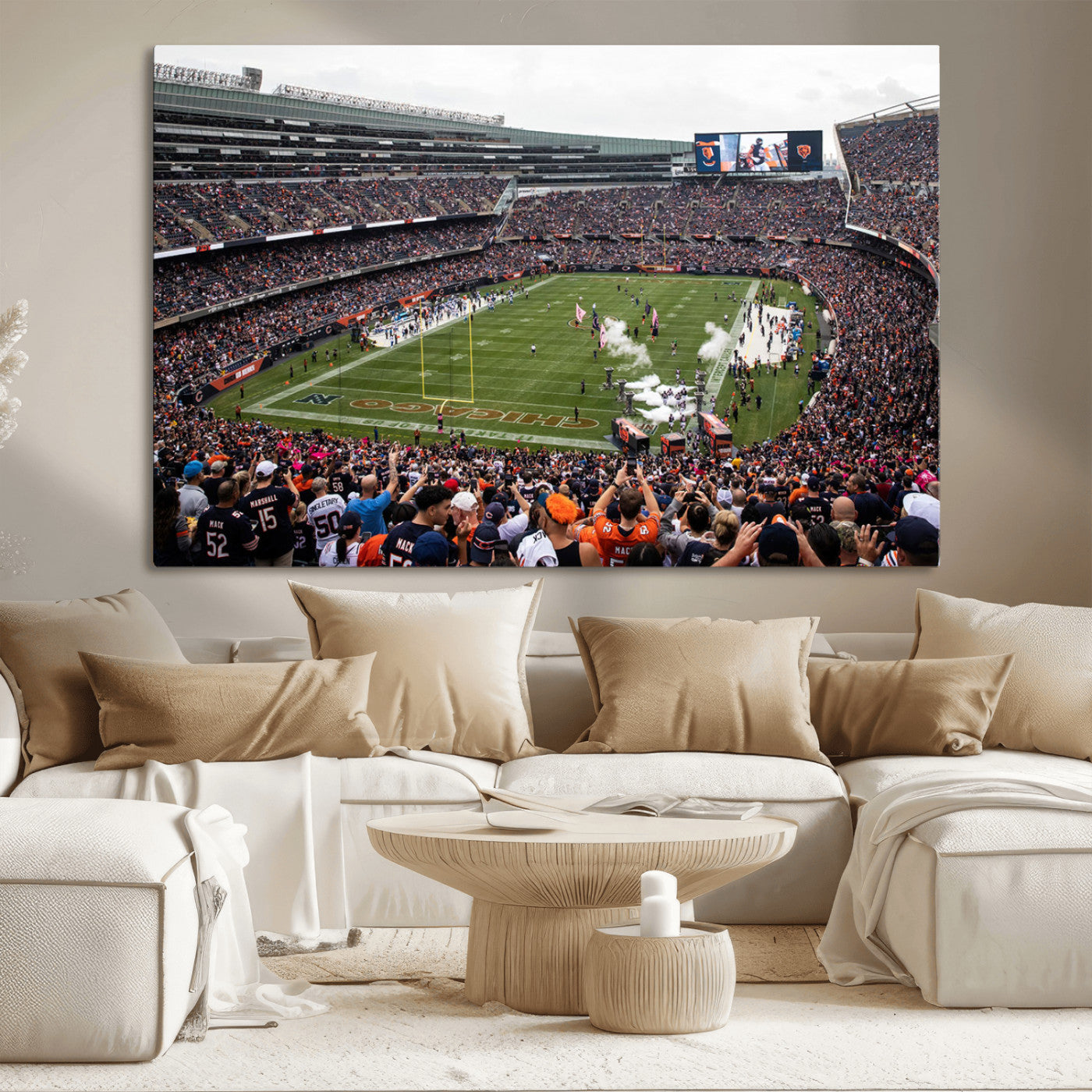 18347149-MGV-CV-36X24-Chicago Bears Soldiers Field Wall Art Canvas Print – Framed Football Stadium Artwork for Sports Fans, Soldier Field Skyline Canvas Decor for Game Room