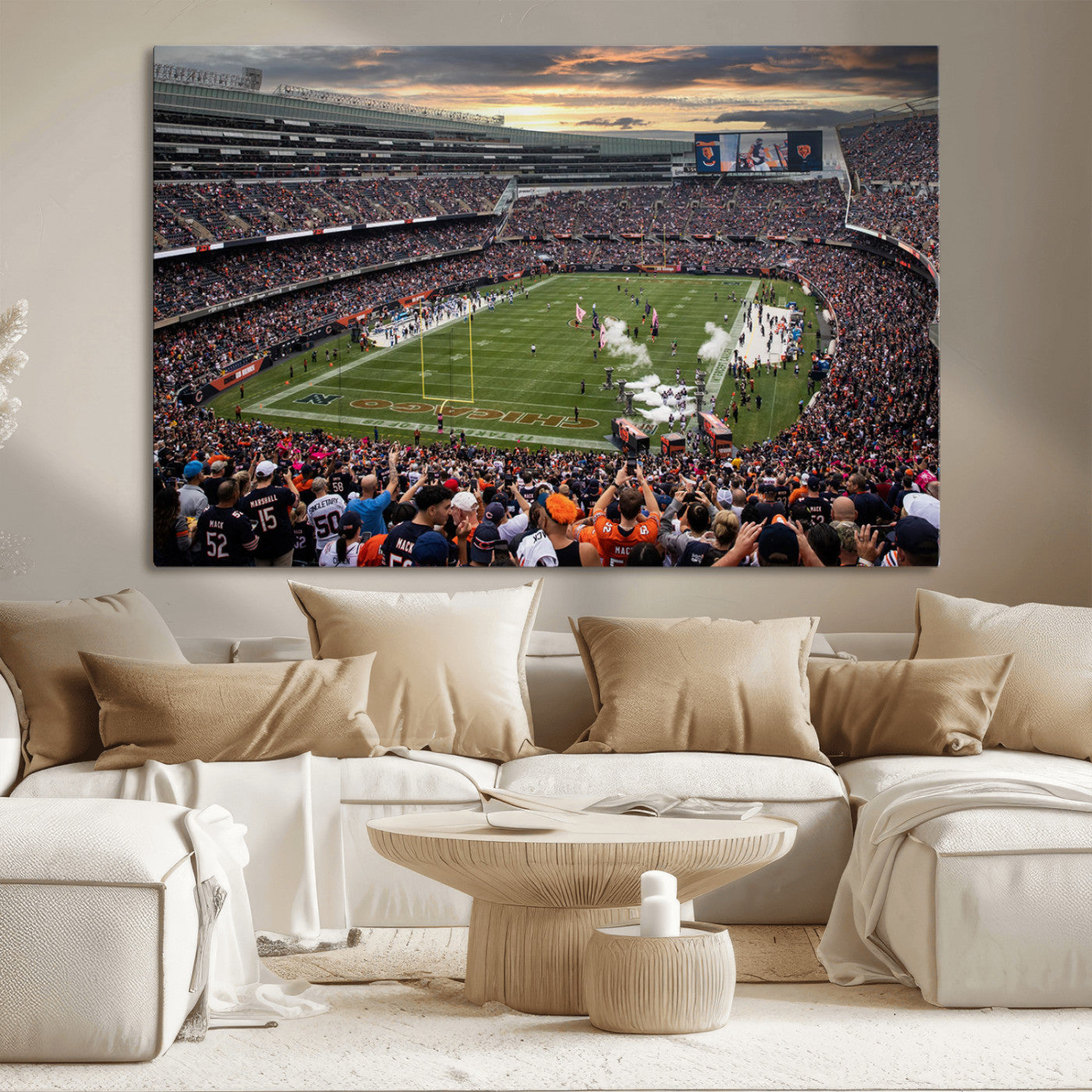 MGV-CV-36X24 - Chicago Bears Soldiers Field Wall Art Canvas Print – Framed Football Stadium Artwork for Sports