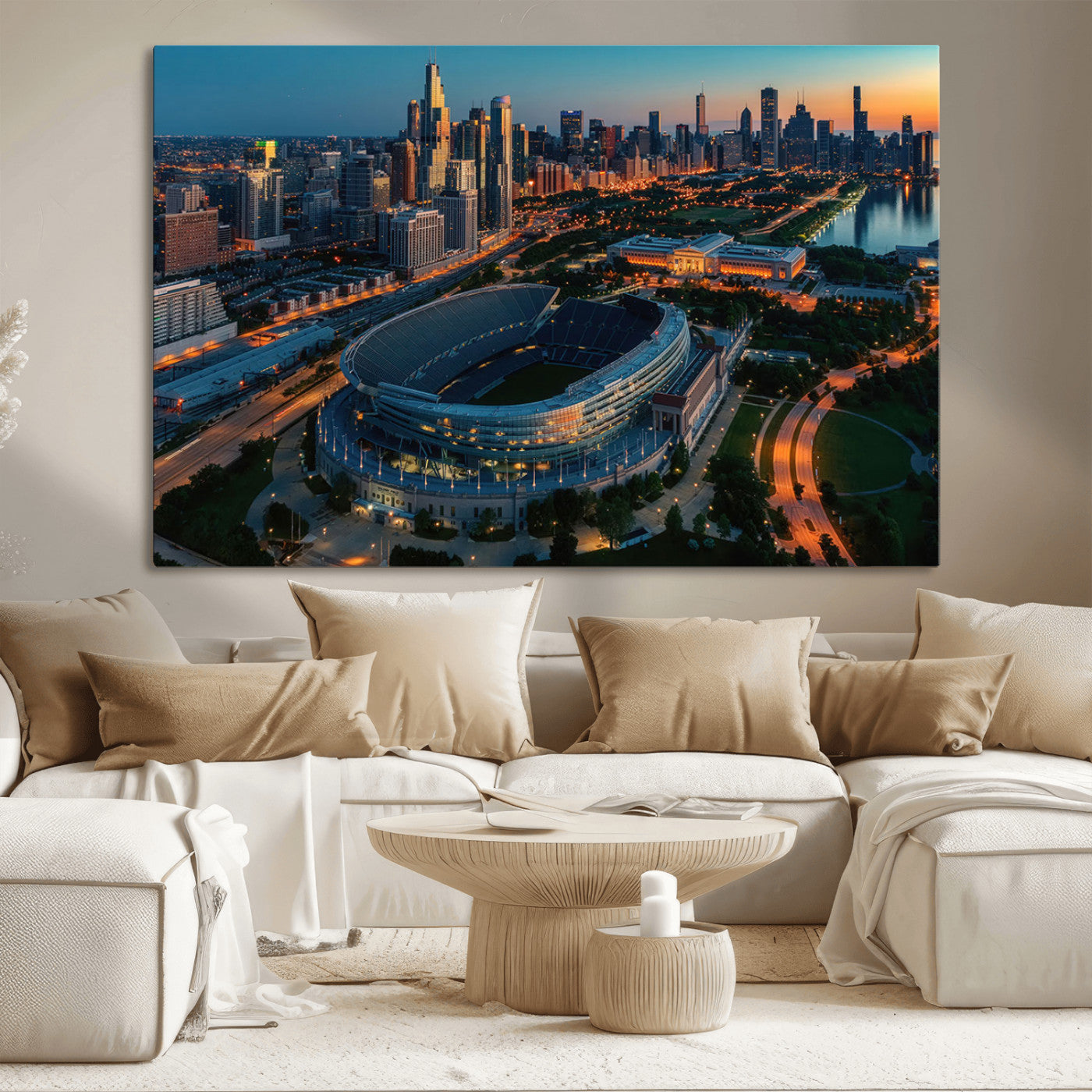 MGV-CV-36X24 - Chicago Bears Soldiers Field Wall Art Canvas Print – Framed Football Stadium Artwork for Sports