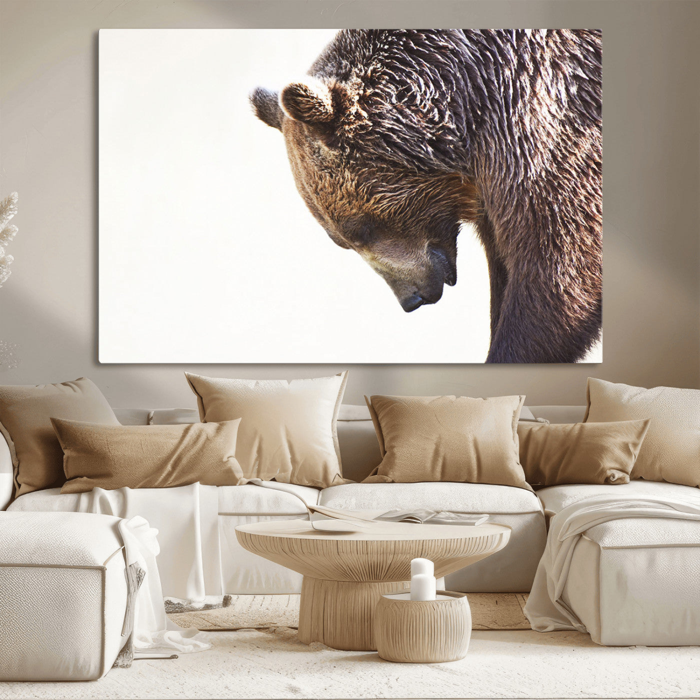 Majestic Bear Portrait - Capture the raw beauty of a bear in a detailed close-up, perfect for your Wall Art Canvas Print collection