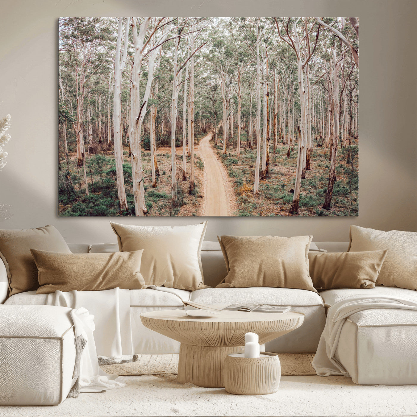 24760563-MGV-CV-36X24-Forest Dirt Road Canvas Wall Art Print, Scenic Woodland Pathway, Tall Trees Nature Canvas for Living Room or Office 1 Panel Wrapped Canvas