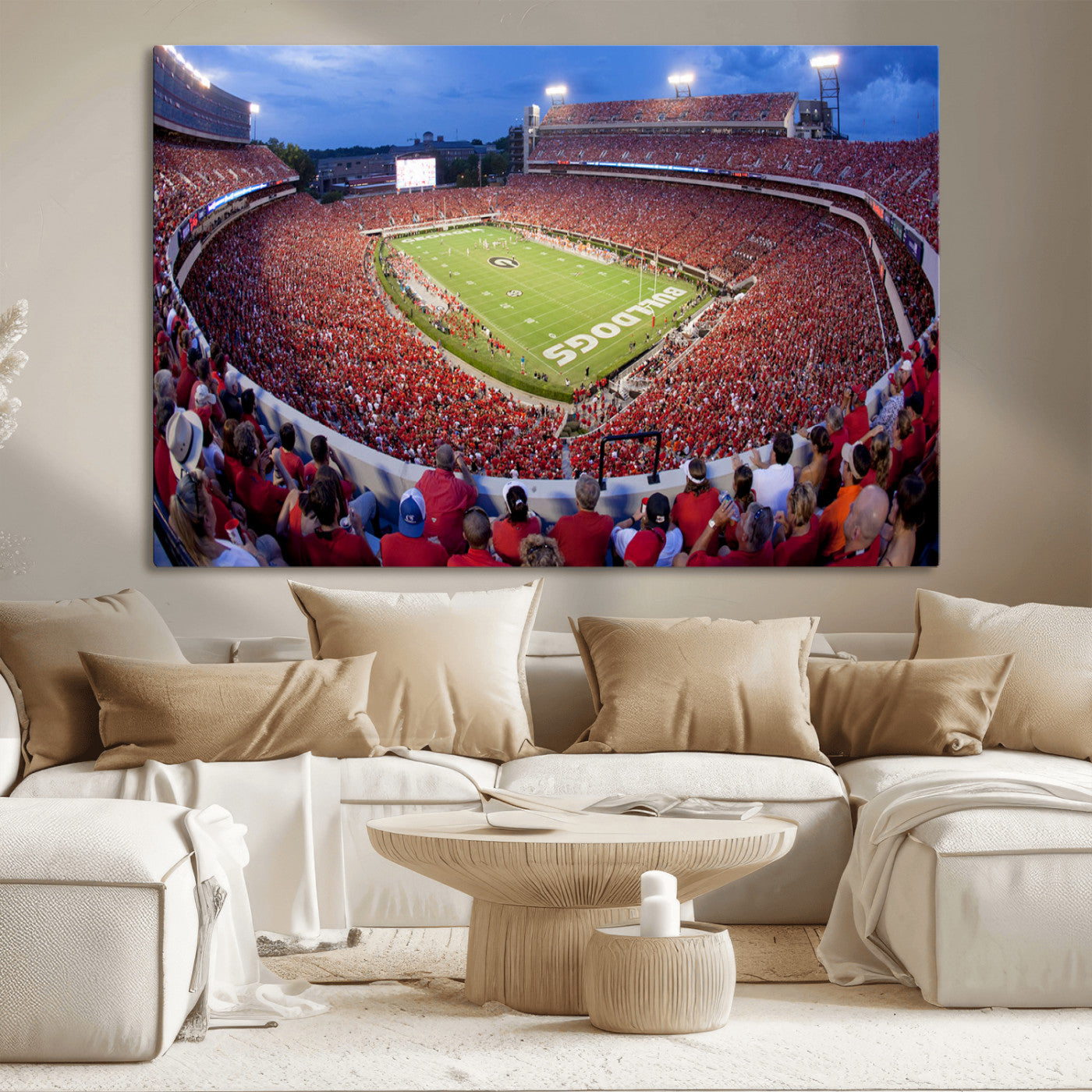 10244378-MGV-CV-36X24-Dooley Stadium Wall Art Print, Sports Arena Canvas Wall Art, Dooley Field at Sanford Stadium Canvas Print, Modern Athletic Field Art Printing