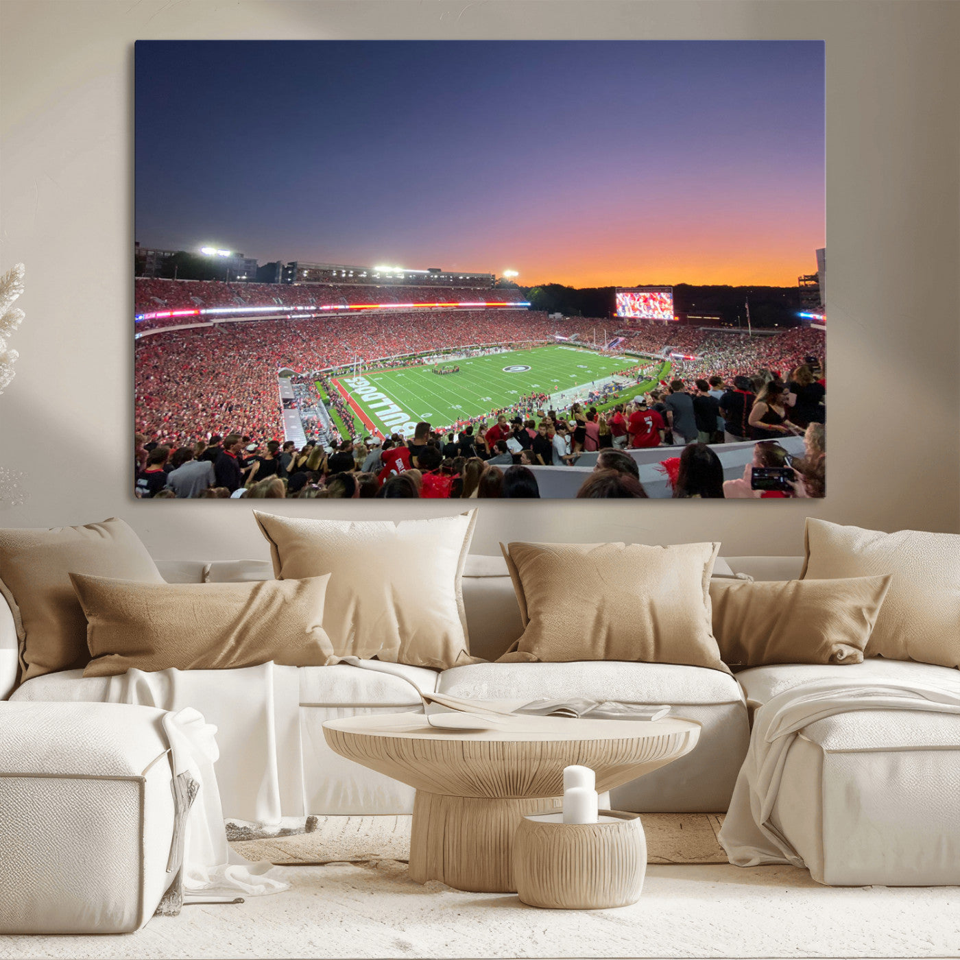 25139565-MGV-CV-36X24-Dooley Stadium Wall Art Print, Sports Arena Canvas Wall Art, Dooley Field at Sanford Stadium Canvas Print, Modern Athletic Field Art Printing