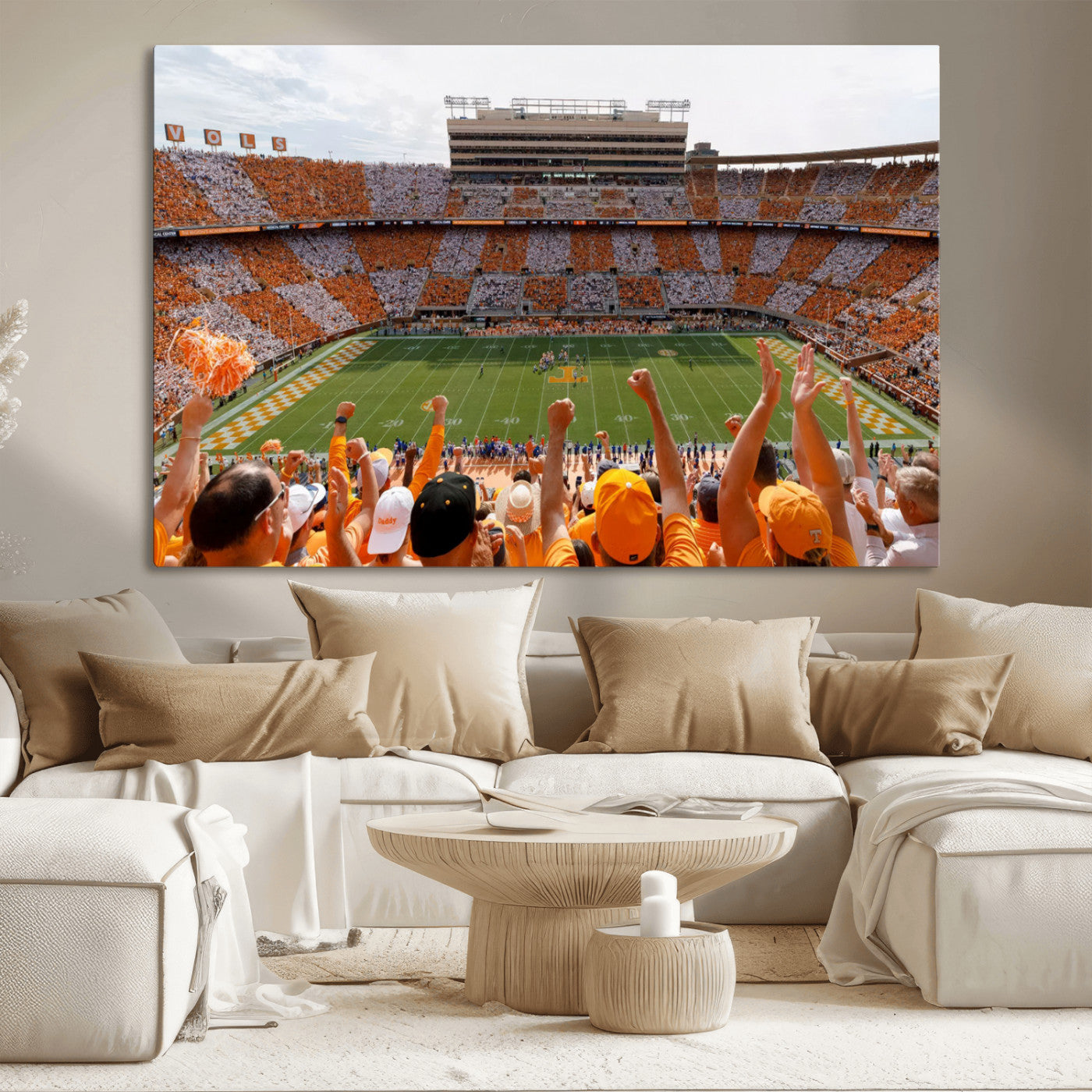 76011417-MGV-CV-36X24-Tennessee Neyland Stadium Wall Art Print, Sports Arena Canvas Wall Art, Panoramic Stadium Canvas Print, Modern Athletic Field Art Printing