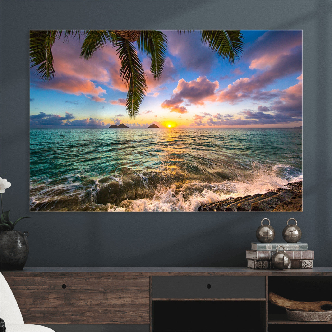 85985-MGV-CV-36X24-Framed Tropical Sunset Art Canvas Print