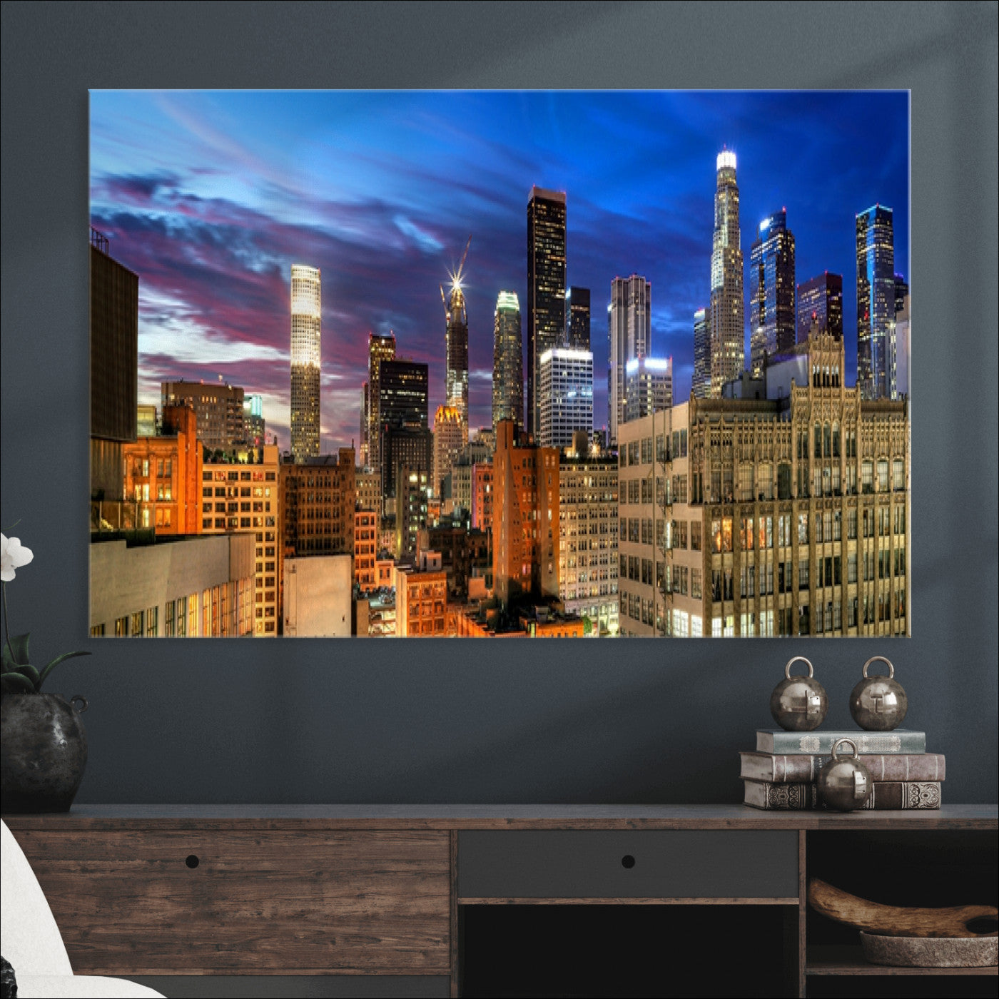 39051-MGV-CV-36X24-Los Angeles Night Wall Art Canvas Print
